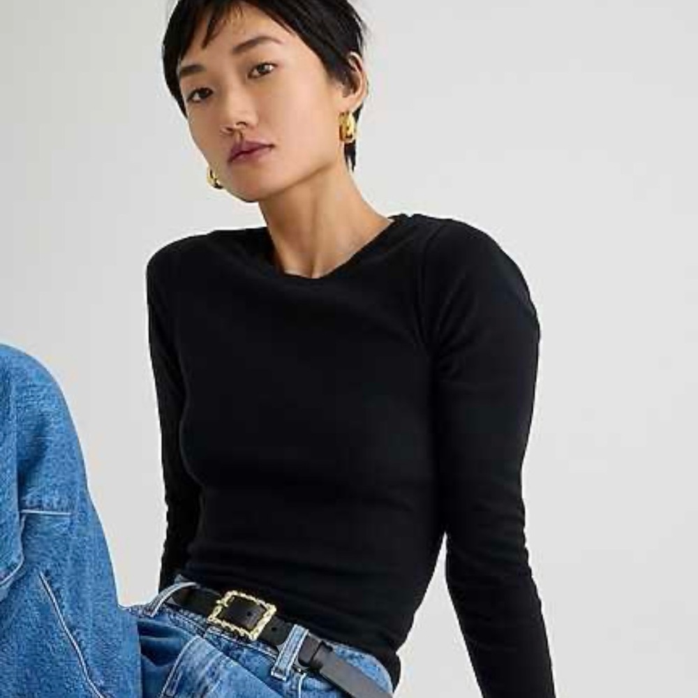 J.Crew Premium Jersey long sleeve crewneck T shirt size small in black